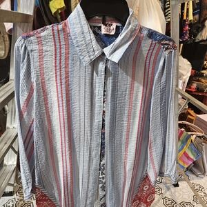 John Mark Red White Blue M Top fresh out of the cleaners too.